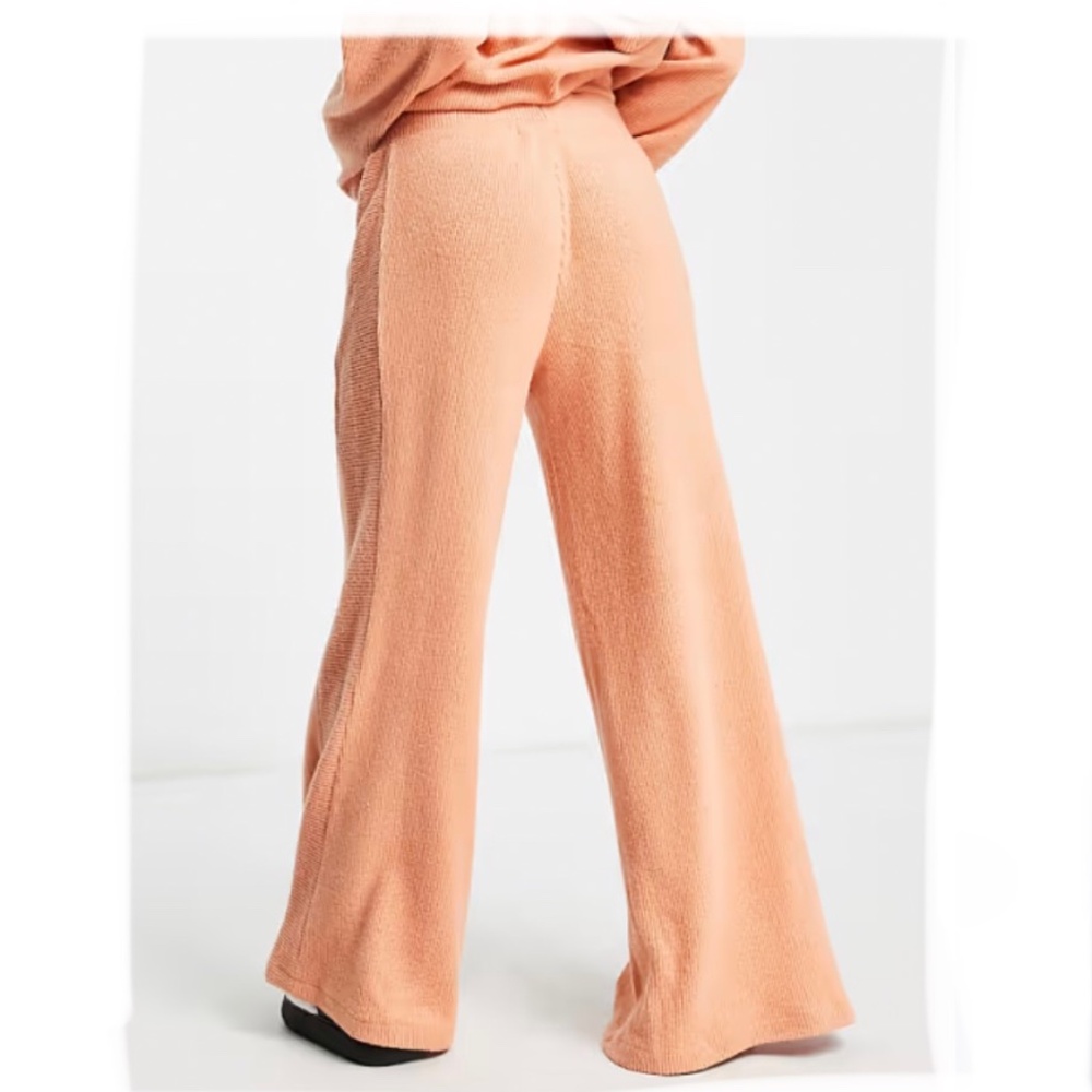 Rip Curl Orange Ribbed Pull On Stretch Cozy Wide Leg Lounge Pants Size Medium - Picture 2 of 10